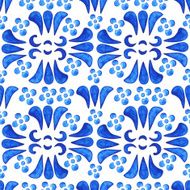 Watercolor floral seamless pattern blue flowers on white background