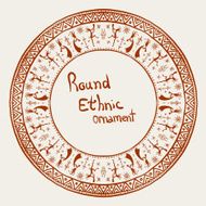 ethnic round frame with musicians
