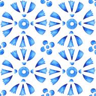 Watercolor floral seamless pattern blue flowers on white background N2