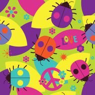 Psychedelic seamless pattern with ladybugs