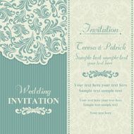 Baroque wedding invitation blue and beige N3