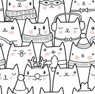 Christmas cats seamless pattern N2