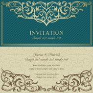 Baroque invitation blue and beige N4