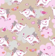 Seamless texture with white elephants in love ( vector )