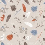 Vintage Christmas card Pine cones seamless pattern
