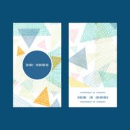 Vector abstract fabric triangles vertical round frame pattern business cards