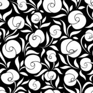 Seamless black and white floral pattern Vector illustration