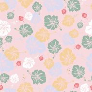 HIBISCUS PATTERN ON ROSY BACKGROUND