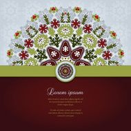 Vector card with round floral pattern and ribbon