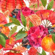 Seamless Watercolor Chinese New Year Background N2