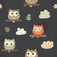 Vector seamless pattern with cute owls