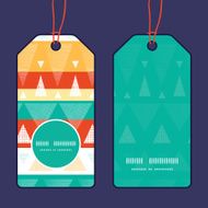 Vector vibrant ikat stripes vertical round frame pattern tags set