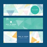 Vector abstract fabric triangles horizontal banners set pattern background