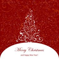 Christmas Tree on Red Background N2