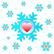 Christmas background with snowflakes and hearts vector illustration