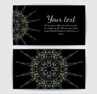 Invitation business card or banner template Round floral vector ornament