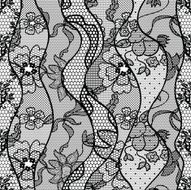 Black lace vector fabric seamless pattern N13