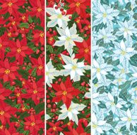 Poinsettia set Christmas seamless border banner