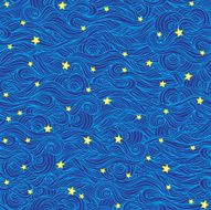 Seamless pattern with stars and clouds