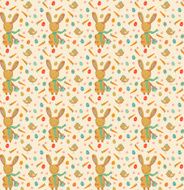 Cute easter bunny and chicks seamless pattern
