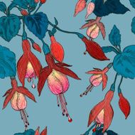 Seamless pattern with fuchsia flower