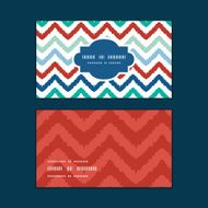 Vector colorful ikat chevron horizontal frame pattern business cards set N2