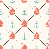 Seamless vector pattern of anchor sailboat shape in frame N2