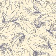 Vintage seamless pattern with feathers Vector illustration