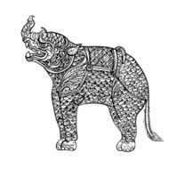 Drawing of rhinoceros Thai traditional art