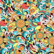 Colorful pattern with bird Phoenix and sunflower N3