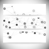Set of horizontal banners Molecule structure gray background for communication N3