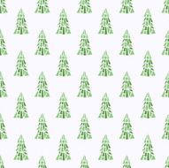 Seamless white Christmas pattern with green abstract trees