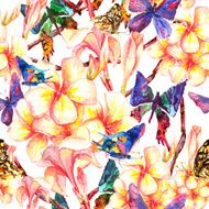 Tropical seamless pattern with exotic flowers