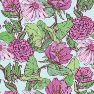 Floral Seamless Pattern with handdrawn flowers