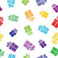 Seamless vector Gift pattern boxes on white background