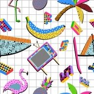 Retro 80s summer pattern background N2