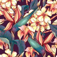 Tropical seamless pattern with exotic flowers N3