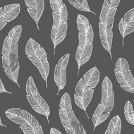 White feathers on black background seamless pattern