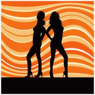 Sexy females on retro background