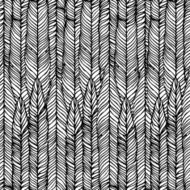 Optical illusion Black and white abstract seamless pattern with feathers