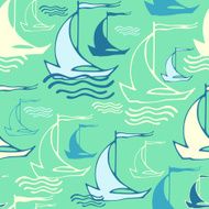 Seamless pattern with decorative ships
