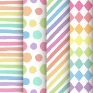 Set of 4 hand painted geometric seamless patterns