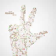 Circuit board human hand three finger