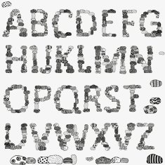 Vector stone alphabet Artistic stones