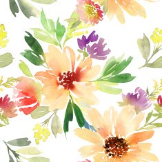 Sunflowers seamless pattern Watercolor Summer