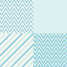 Set of four blue and white seamless geometric patterns Vector