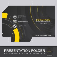 Abstract dark corporate folder with die cut technology pattern