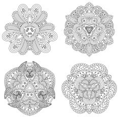 Set of four black and white mandalas