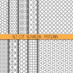 Set of ten monochrome arabic seamless patterns