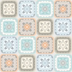 Seamless pattern with floral and geometrical ornament